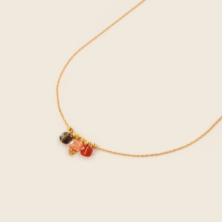 Le collier Rosekafé Zia cornaline quartz topaze