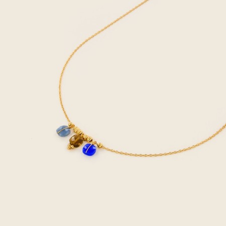 Le collier Rosekafé Zia aigue marine quartz Lapis Lazuli