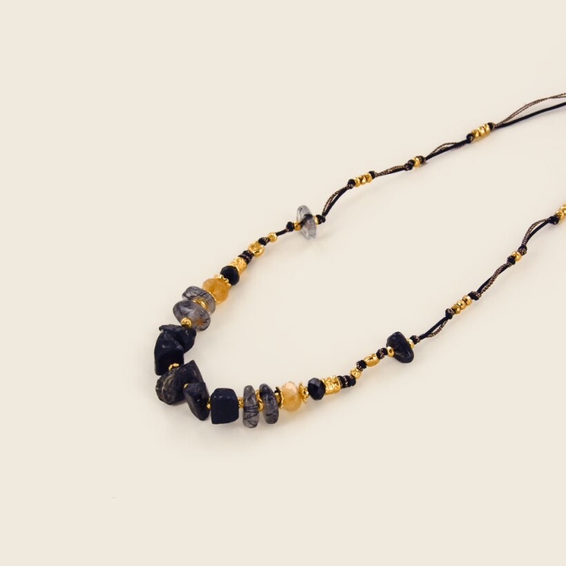 Le collier chocker Rosekafé Agate Botswana Pierre de soleil Oeil de tigre