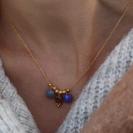 Le collier Rosekafé Zia aigue marine quartz Lapis Lazuli