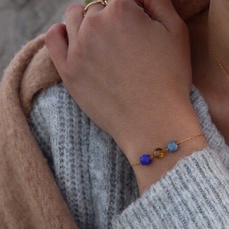 Le bracelet Rosekafé Zia aigue marine quartz Lapis Lazuli