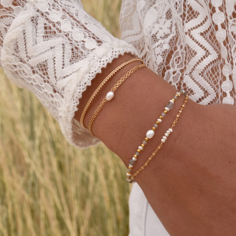 Le bracelet plaqué or et pierres naturelles Ella