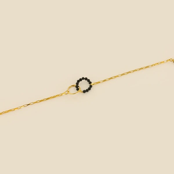 Le bracelet Rosekafé Bella noir double anneaux
