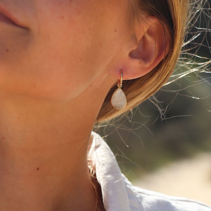 Les boucles d’oreilles plaquées or Henriette blanches
