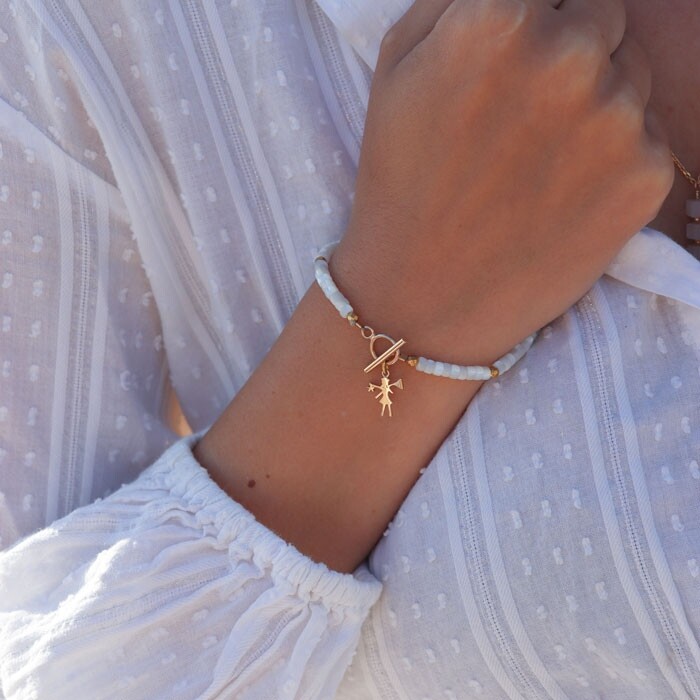 Le bracelet plaqué or Heline Blanc