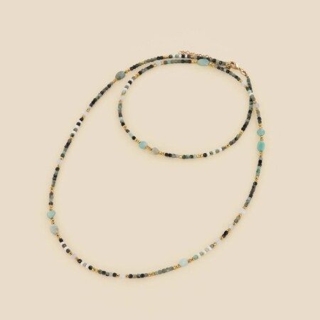 Le collier plaqué or Heline Bleu