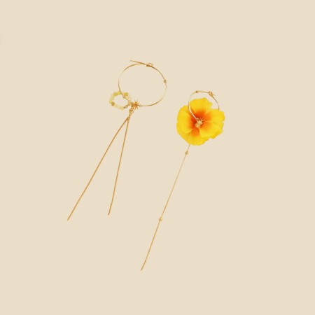 Les boucles d’oreilles Rosekafé Indira soie jaune