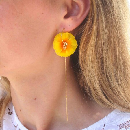 Les boucles d’oreilles Rosekafé Indira soie jaune