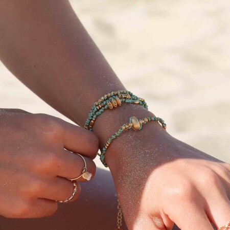 Le bracelet multi-tours Ila bleu turquoise