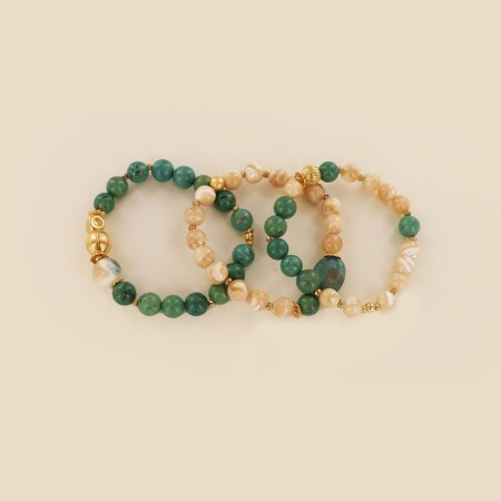 Le trio de bracelets Emma turquoise et nacre