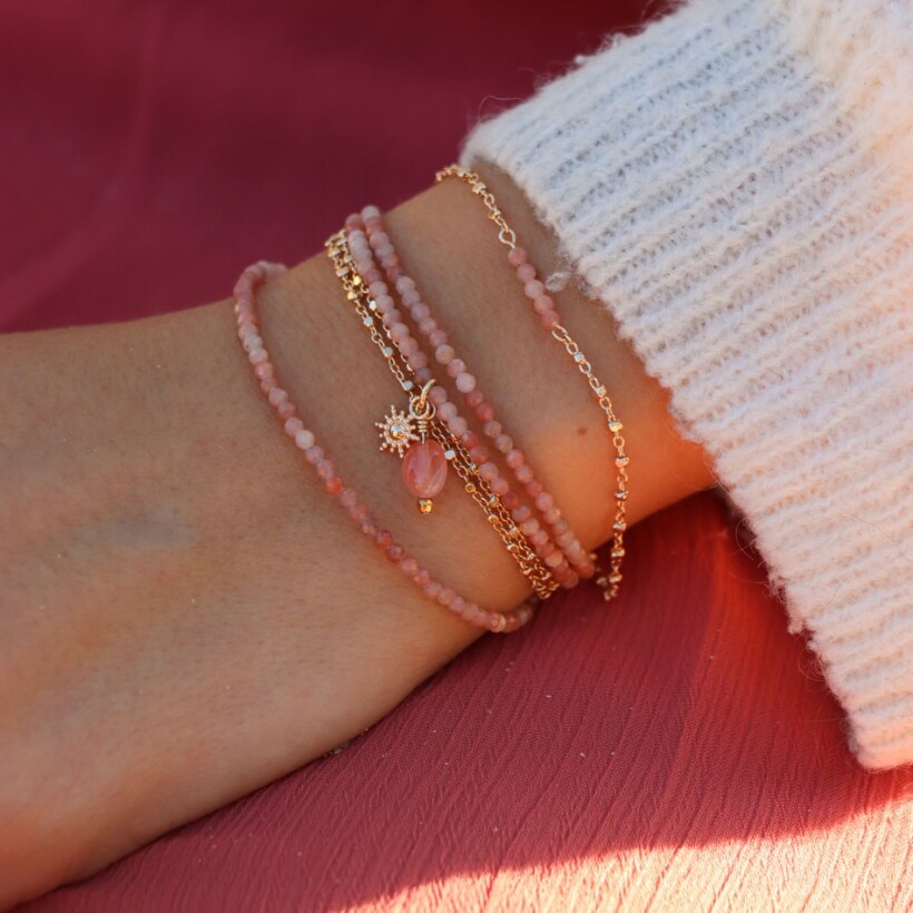 Le bracelet multi-tours Thirza rose - Octobre Rose