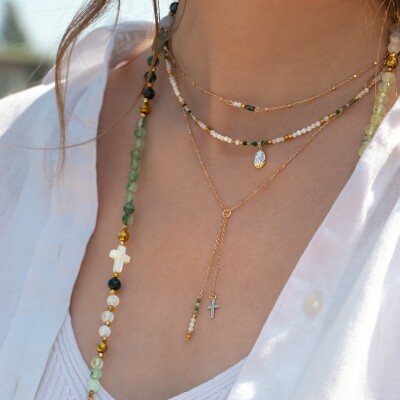 le collier pierres naturelles plume