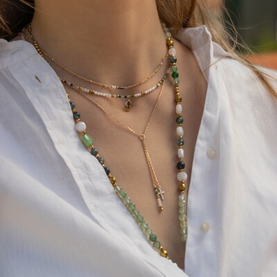 le collier pierres naturelles plume