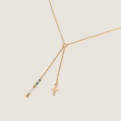 le collier  croix et pierres naturelles ines