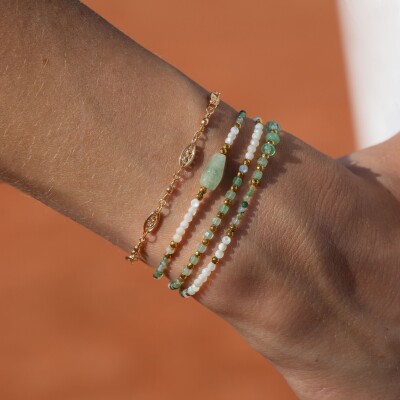 le bracelet multitours pierres naturelles verte Tuna