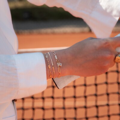 bracelet trombone pendentif trefle et pierre naturelle Aimée