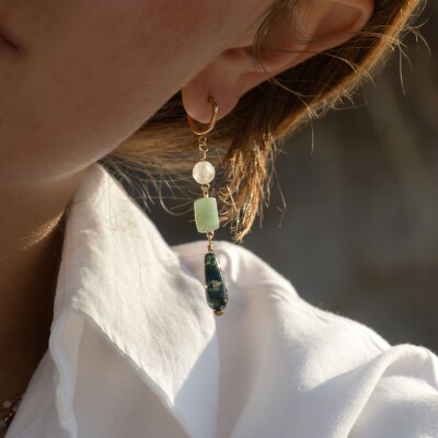 boucle d'oreille longue en pierre naturelle Olga