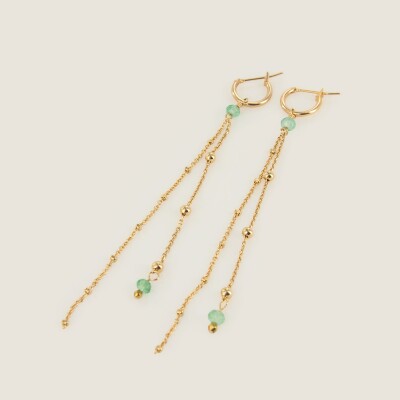 les boucles d'oreilles longue en pierre naturelle Naiade