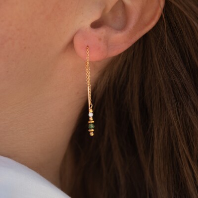 les boucles d'oreilles longue pierres naturelles Anouk