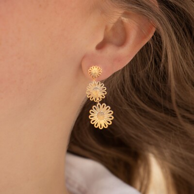 Les boucles d’oreilles plaqué or Marguerite