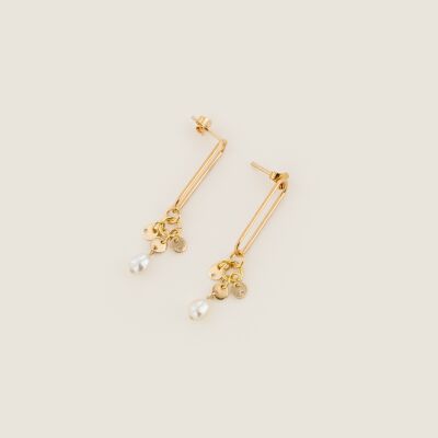 Les boucles d'oreilles plaquées or Dhalia blanches