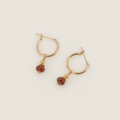 Les boucles d'oreilles plaquées or Ambre brunes