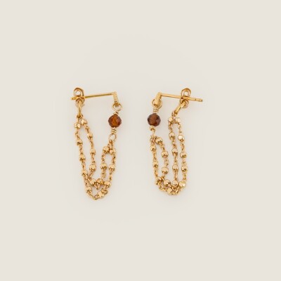 Les boucles d'oreilles Nakao brunes