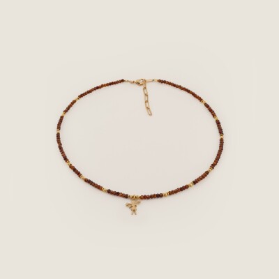 Le collier en pierres naturelles Plume marron