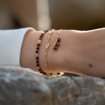 Le bracelet en pierres naturelles Flores marron