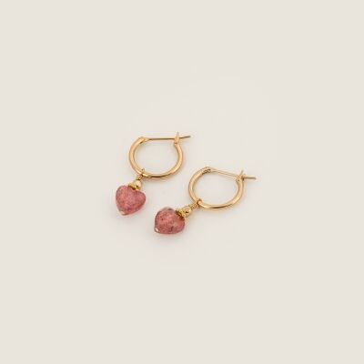 Les boucles d'oreilles créoles rose en coeur Liv