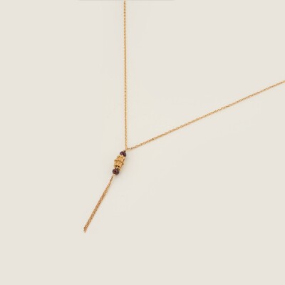 Le collier sautoir en plaqué or et grenat Capucine