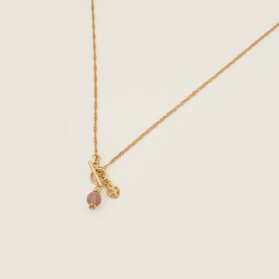 Le collier en plaqué or coeur et pierre rose Ninon