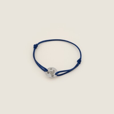 Le bracelet Enduro argent or et cordon bleu
