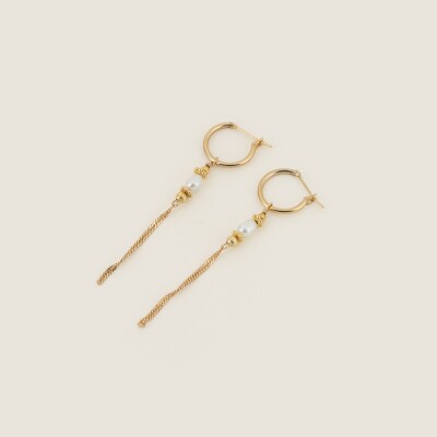 Les boucles d'oreilles en plaqué or Olyra blanc