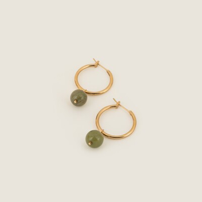 Les boucles d'oreilles en plaqué or Ezra vert