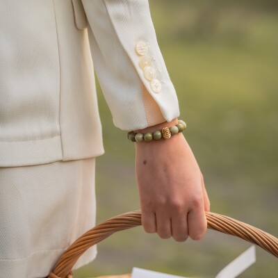 Le bracelet perles rondes vertes Ezra