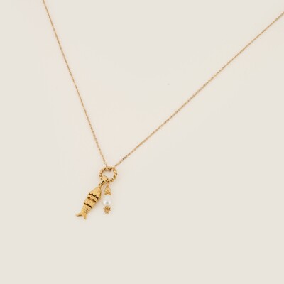 Le collier plaqué or Nouma blanc