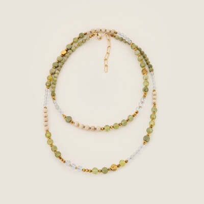 Le collier sautoir Seala vert en pierres naturelles