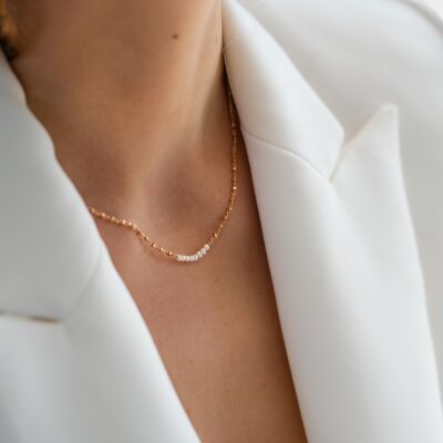 Le collier plaqué or Ullia blanc