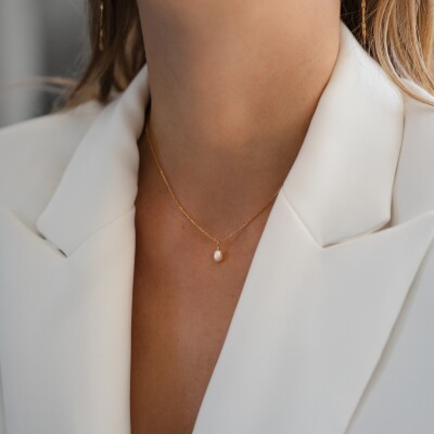 Le collier plaqué or femme et perle Bianca