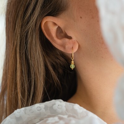 Les boucles d'oreilles en plaqué or Ambre vert