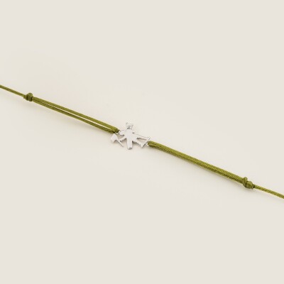 Le Bracelet cordon Caddy Touquet-Paris-Plage Kaki en argent