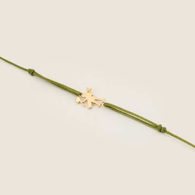 Le Bracelet cordon Caddy Touquet-Paris-Plage Kaki en plaqué or