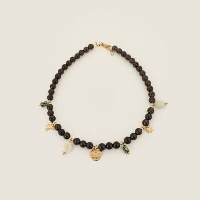 Le collier pierres naturelles et pendentifs Tammy marron