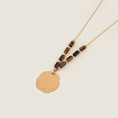 Collier sautoir femme en plaqué et pierre nautrelle Vick