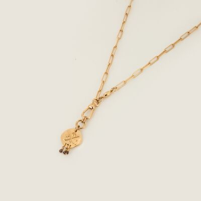 Le collier sautoir en plaqué or et hématite Aspen