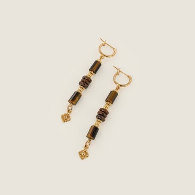 Les boucles d'oreilles longues Dakota marron
