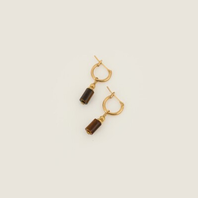 Les boucles d'oreilles créole oeil de tigre Vick marron