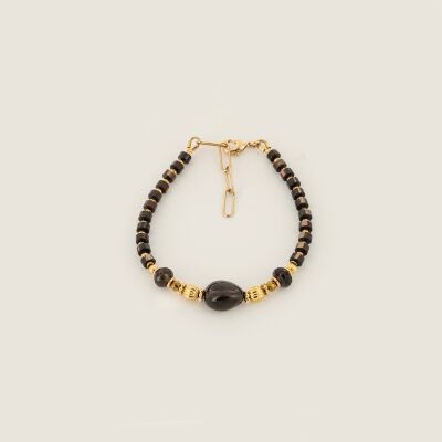 Le bracelet en pierres marron et plaqué or Diosa