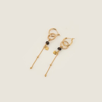 Les boucles d'oreilles créoles longues Lilie marron